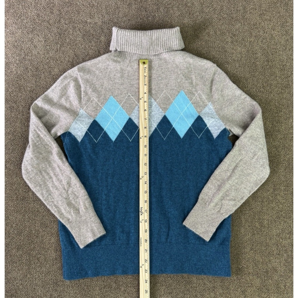 Lands' End Women's 100% Cashmere Turtleneck Sweater Petite L (14-16) Argyle Knit - Picture 7 of 9